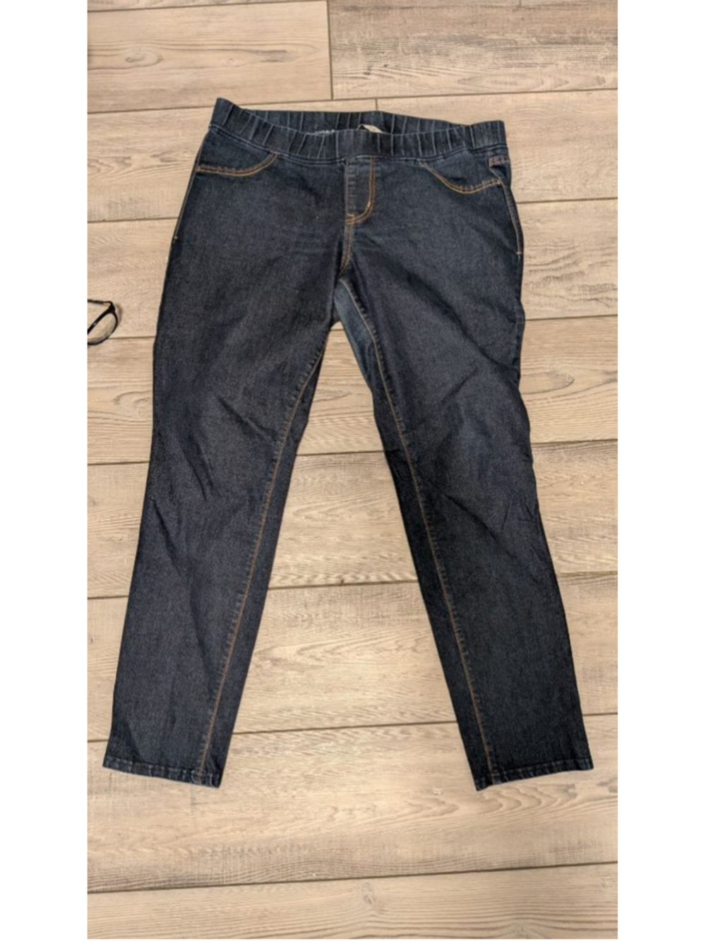 Old Navy Pull On Stretch Denim Jeans Dark Wash Straight Leg Size 14 Regular
